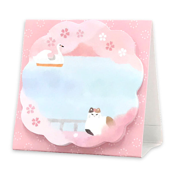 Cat & Sakura Stand Sticky Note