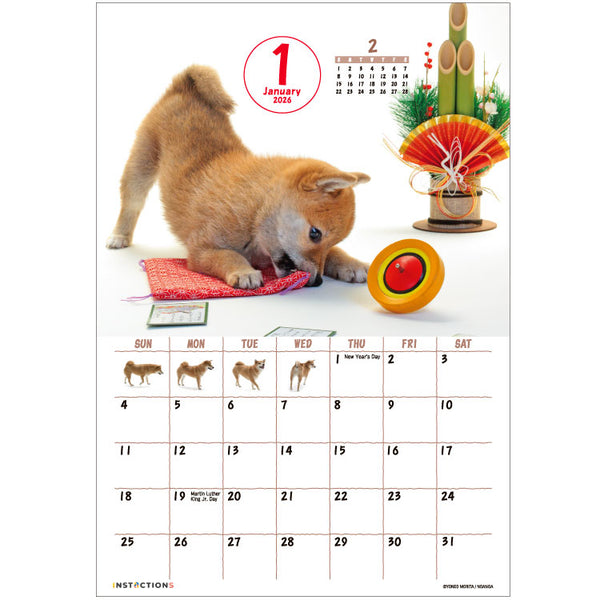 Shiba Inu Wall Calendar 2026 and Desktop Calendar 2026