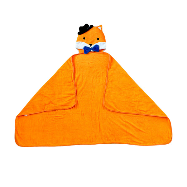 Fox/Shiba Inu Kids Bath and Beach Hooded Towel Comfy-Cozy Wrap in Orange