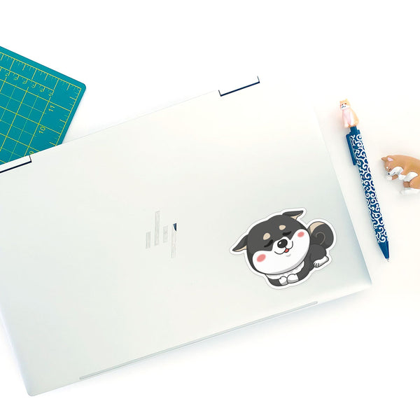 Shiba Inu Catloaf-Sitting with Adorable Airplane Ears Die-cut Sticker