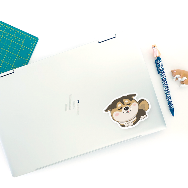 Shiba Inu Catloaf-Sitting with Adorable Airplane Ears Die-cut Sticker