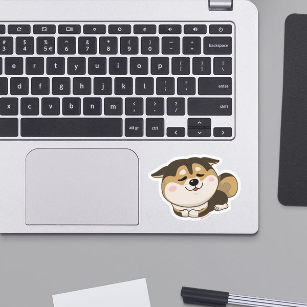 Shiba Inu Catloaf-Sitting with Adorable Airplane Ears Die-cut Sticker