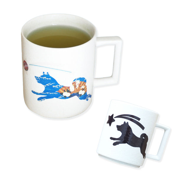 Shiba Inu Magical Drinkware Coffee Mug Pour a Hot Drink and the Color Changes from Black to Wagara Blue