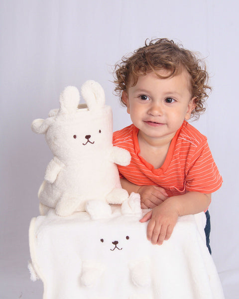 Bunny Fluffy Comfy-cozy Plush Roll Blanket in Cream White Color