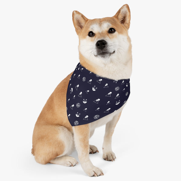 Products Shiba Inu Dog Bandana Collar with Kawaii Shibaken Faces, Mt.Fuji, and "Shiba" Kanji Logos One-sided Print