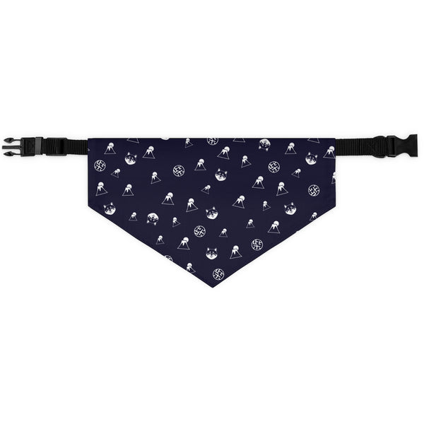 Products Shiba Inu Dog Bandana Collar with Kawaii Shibaken Faces, Mt.Fuji, and "Shiba" Kanji Logos One-sided Print