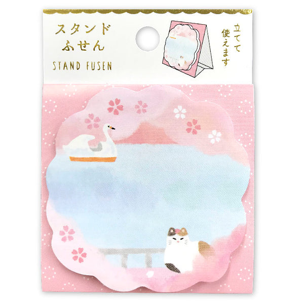 Cat & Sakura Stand Sticky Note