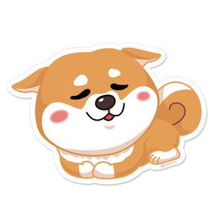 Shiba Inu Catloaf-Sitting with Adorable Airplane Ears Die-cut Sticker