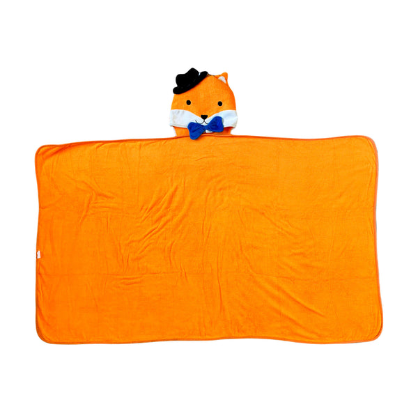 Fox/Shiba Inu Kids Bath and Beach Hooded Towel Comfy-Cozy Wrap in Orange