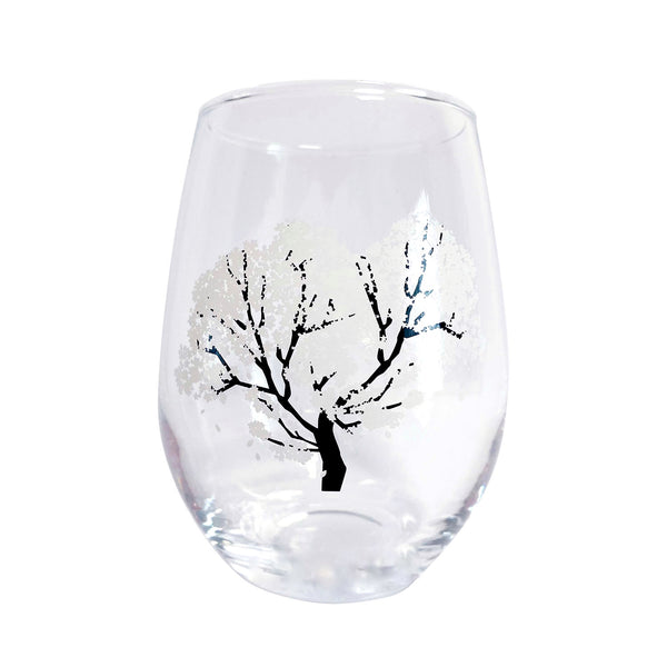 Japanese Sakura Cherry Blossom Color Changing Glass Cups (Pair), Magical Blooming Wine Glasses, Pour a Cold Drink and Color Changes from White to Pink