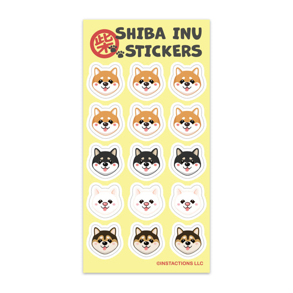 Super Cute Shiba Inu Sticker Sheets (15 Stickers)