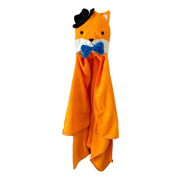 Fox/Shiba Inu Kids Bath and Beach Hooded Towel Comfy-Cozy Wrap in Orange