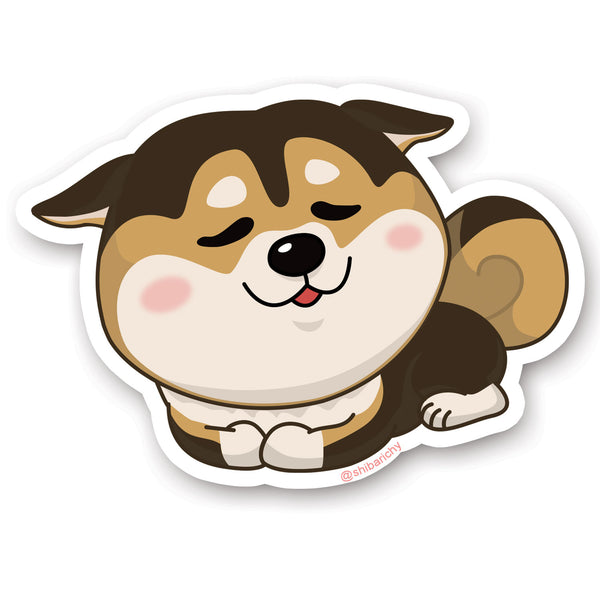 Shiba Inu Catloaf-Sitting with Adorable Airplane Ears Die-cut Sticker